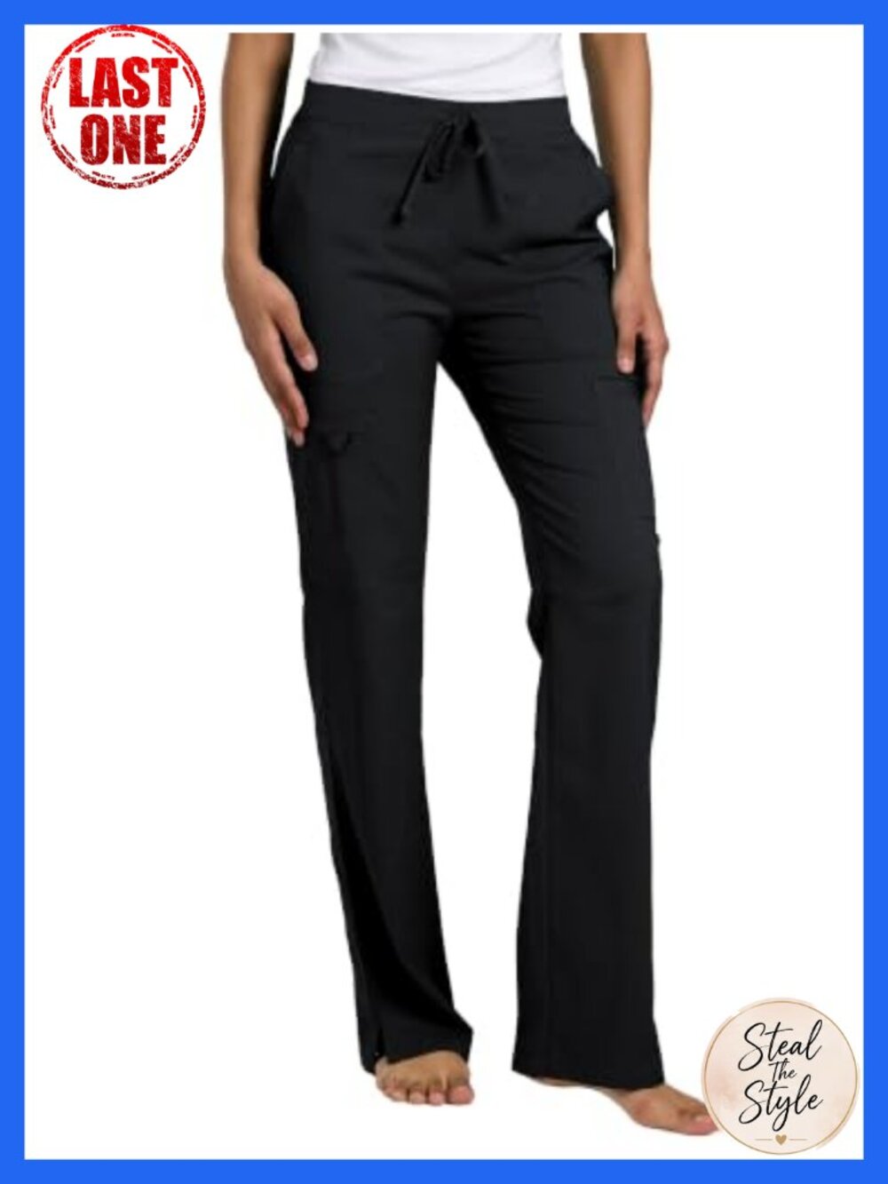 COZYFIT Women's Scrub Pants Mid Rise Drawstring Flared Medical Uniform Bottoms